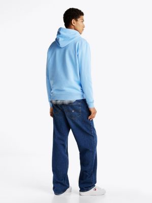 blue logo drawstring hoody for men tommy jeans