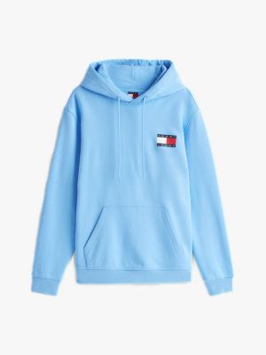 blue logo drawstring hoody for men tommy jeans