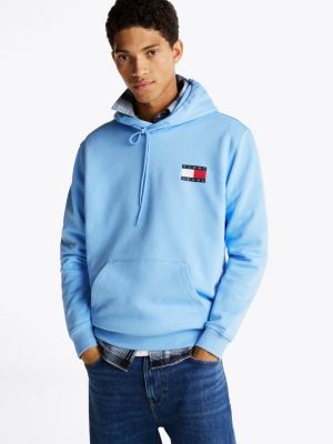 niebieski bluza z kapturem z troczkami i logo dla mężczyźni - tommy jeans