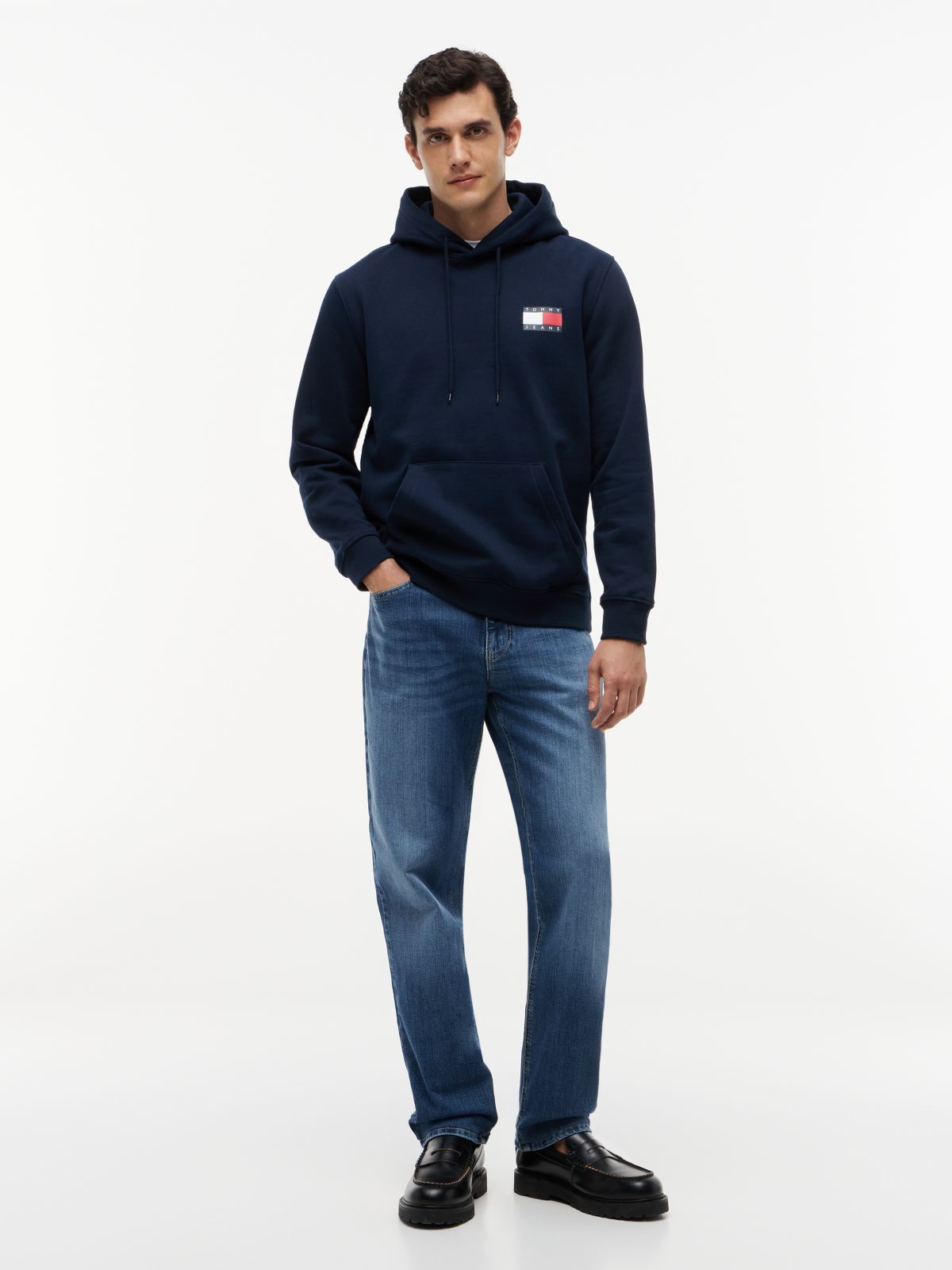 Tommy Badge Terry Fleece Hoody — Blue