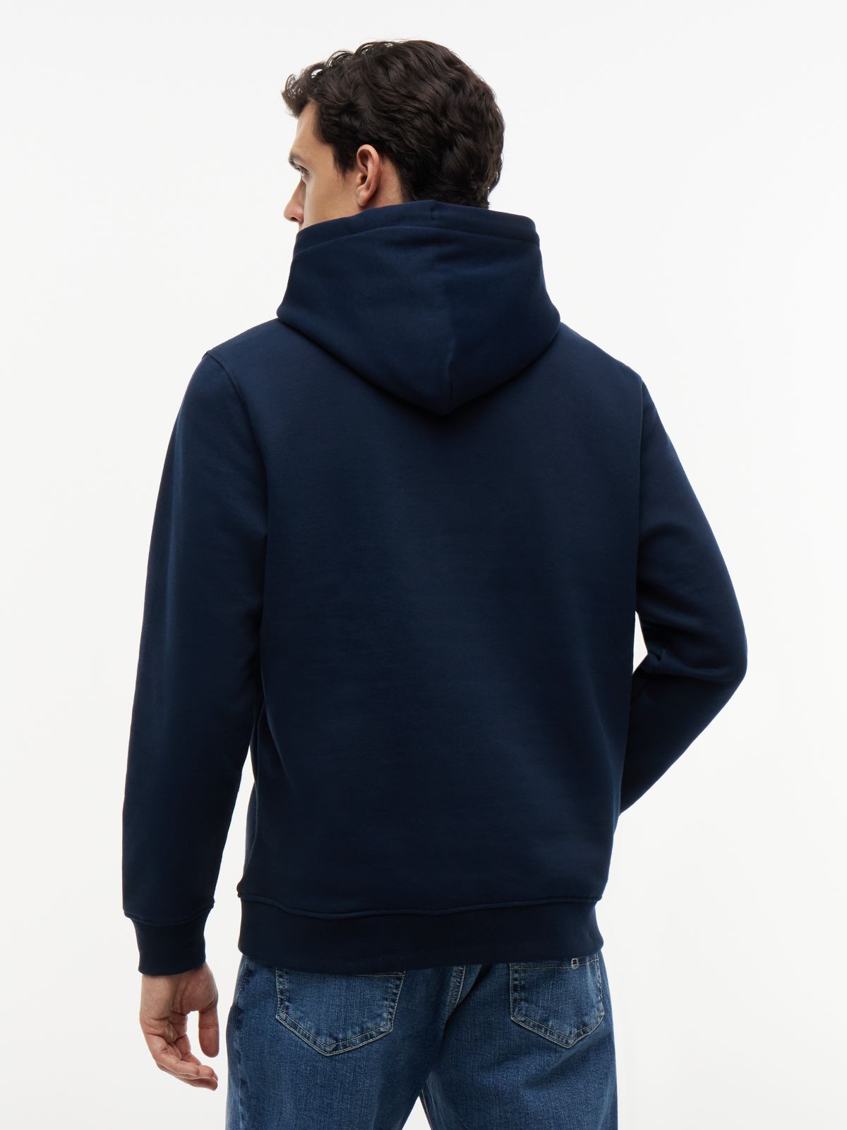 Tommy Badge Terry Fleece Hoody — Blue