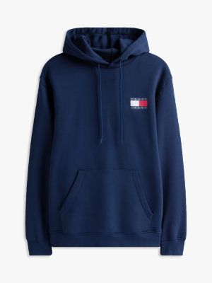 blue logo drawstring hoody for men tommy jeans