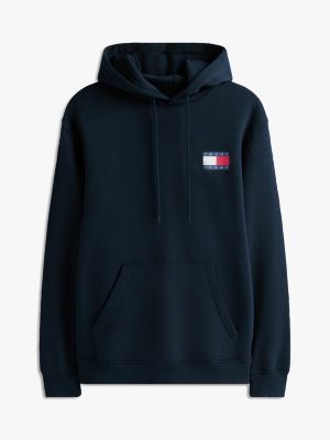 felpa in spugna con cappuccio e bandierina blu da uomini tommy jeans
