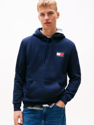 blue logo drawstring hoody for men tommy jeans