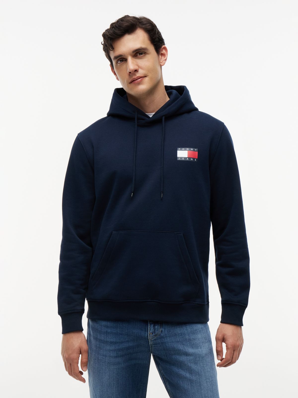 Tommy Badge Terry Fleece Hoody — Blue