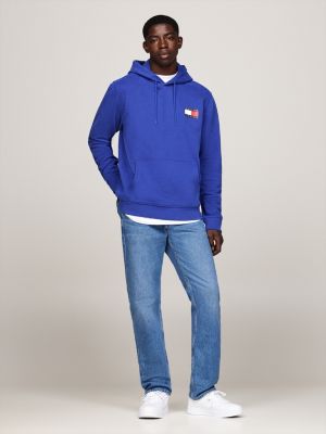 purple logo drawstring hoody for men tommy jeans