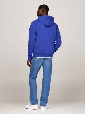 purple logo drawstring hoody for men tommy jeans