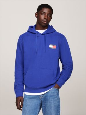 purple logo drawstring hoody for men tommy jeans