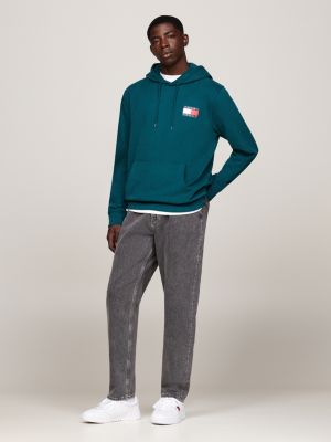 green logo drawstring hoody for men tommy jeans