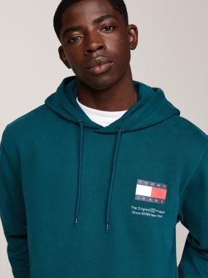 green logo drawstring hoody for men tommy jeans