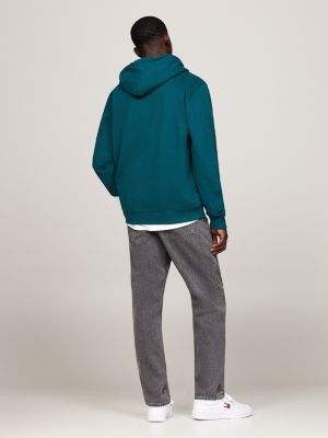 grün hoodie mit tunnelzug und logo für herren - tommy jeans