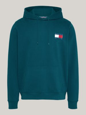 grün hoodie mit tunnelzug und logo für herren - tommy jeans