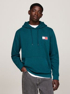 green logo drawstring hoody for men tommy jeans