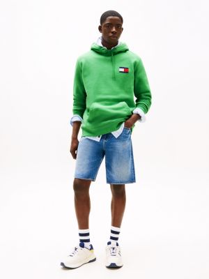 sweat à capuche à cordon de serrage et logo vert pour hommes tommy jeans