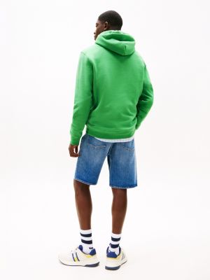 sweat à capuche à cordon de serrage et logo vert pour hommes tommy jeans