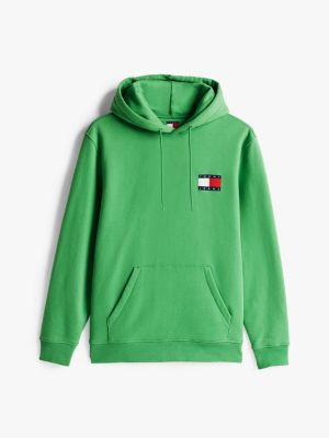 felpa con cappuccio, lacci e logo verde da uomini tommy jeans