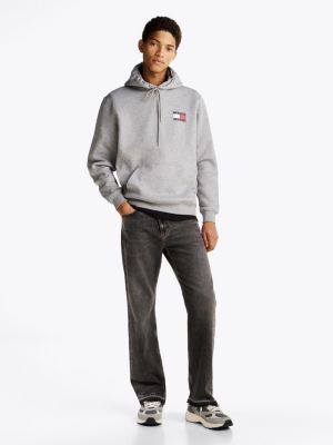 grau hoodie mit tunnelzug und logo für herren - tommy jeans