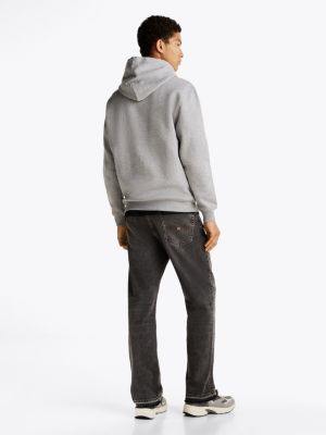 grey logo drawstring hoody for men tommy jeans