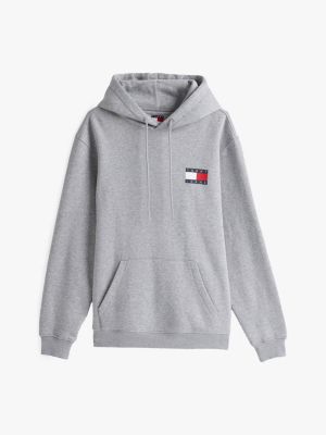 grey logo drawstring hoody for men tommy jeans