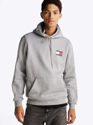 grey logo drawstring hoody for men tommy jeans