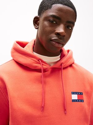 orange bluza z kapturem z troczkami i logo dla mężczyźni - tommy jeans