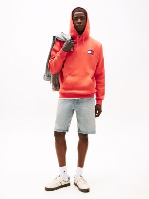 orange logo drawstring hoody for men tommy jeans