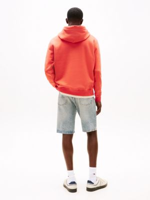 orange logo drawstring hoody for men tommy jeans