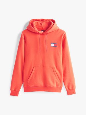 orange bluza z kapturem z troczkami i logo dla mężczyźni - tommy jeans