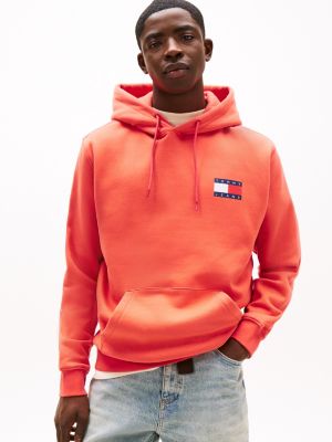 orange logo drawstring hoody for men tommy jeans