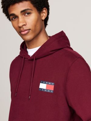 red logo drawstring hoody for men tommy jeans