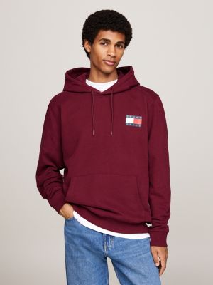 red logo drawstring hoody for men tommy jeans