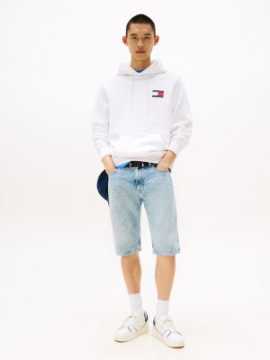 white logo drawstring hoody for men tommy jeans