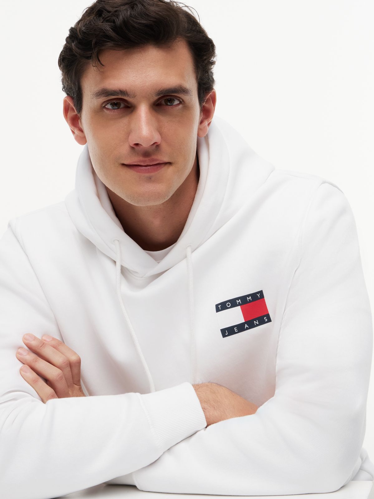 Tommy Badge Terry Fleece Hoody — White