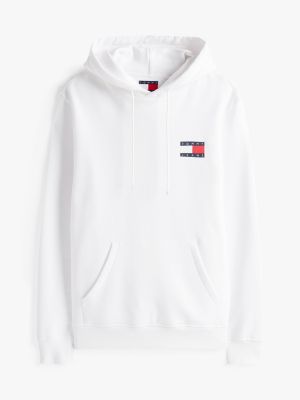 white logo drawstring hoody for men tommy jeans