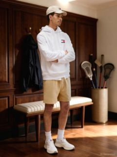 Tommy Badge Terry Fleece Hoody — White 5