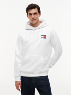 Tommy Badge Terry Fleece Hoody — White 1