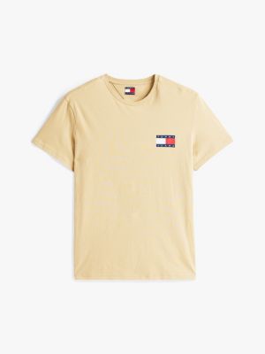 brown tommy badge slim t-shirt for men tommy jeans