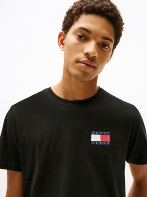 t-shirt slim fit con logo nero da uomini tommy jeans