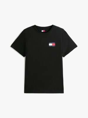 t-shirt ajusté tommy badge noir pour hommes tommy jeans