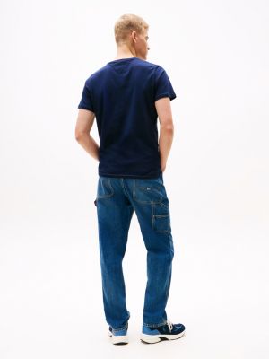 blue logo slim t-shirt for men tommy jeans