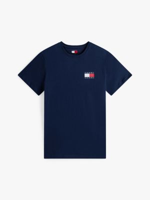 blue tommy badge slim t-shirt for men tommy jeans