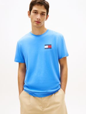 t-shirt slim fit in jersey con logo blue da uomini tommy jeans