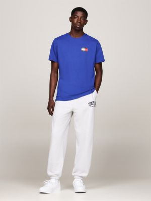 t-shirt slim fit con logo blu da uomini tommy jeans