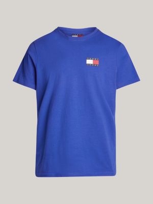 t-shirt slim fit con logo blu da uomini tommy jeans