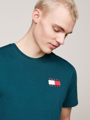 t-shirt slim fit con logo blu da uomini tommy jeans