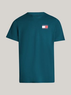 t-shirt slim fit con logo blu da uomini tommy jeans