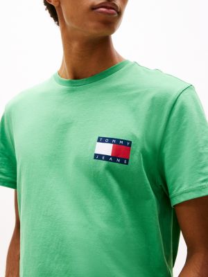 green tommy badge slim fit t-shirt für herren - tommy jeans