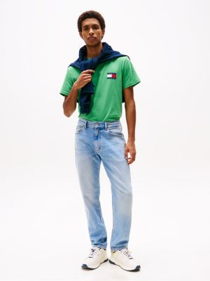 grün tommy badge slim fit t-shirt für herren - tommy jeans