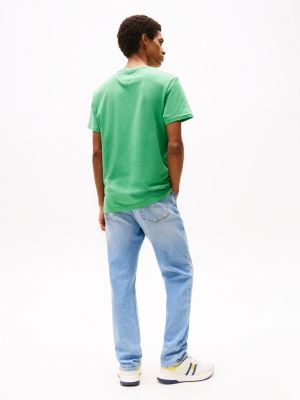 grün tommy badge slim fit t-shirt für herren - tommy jeans