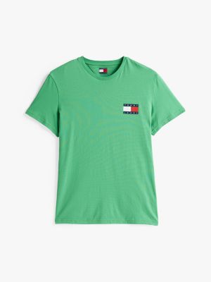 grün tommy badge slim fit t-shirt für herren - tommy jeans
